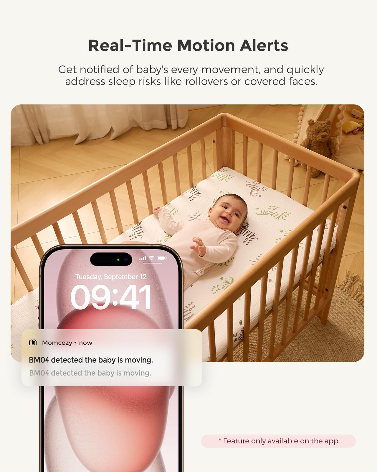 Momcozy BM04 Wi-Fi Baby Monitor with Camera and 5-Inch 1080p Screen – Night Vision, 2-Way Audio and Wall Mount