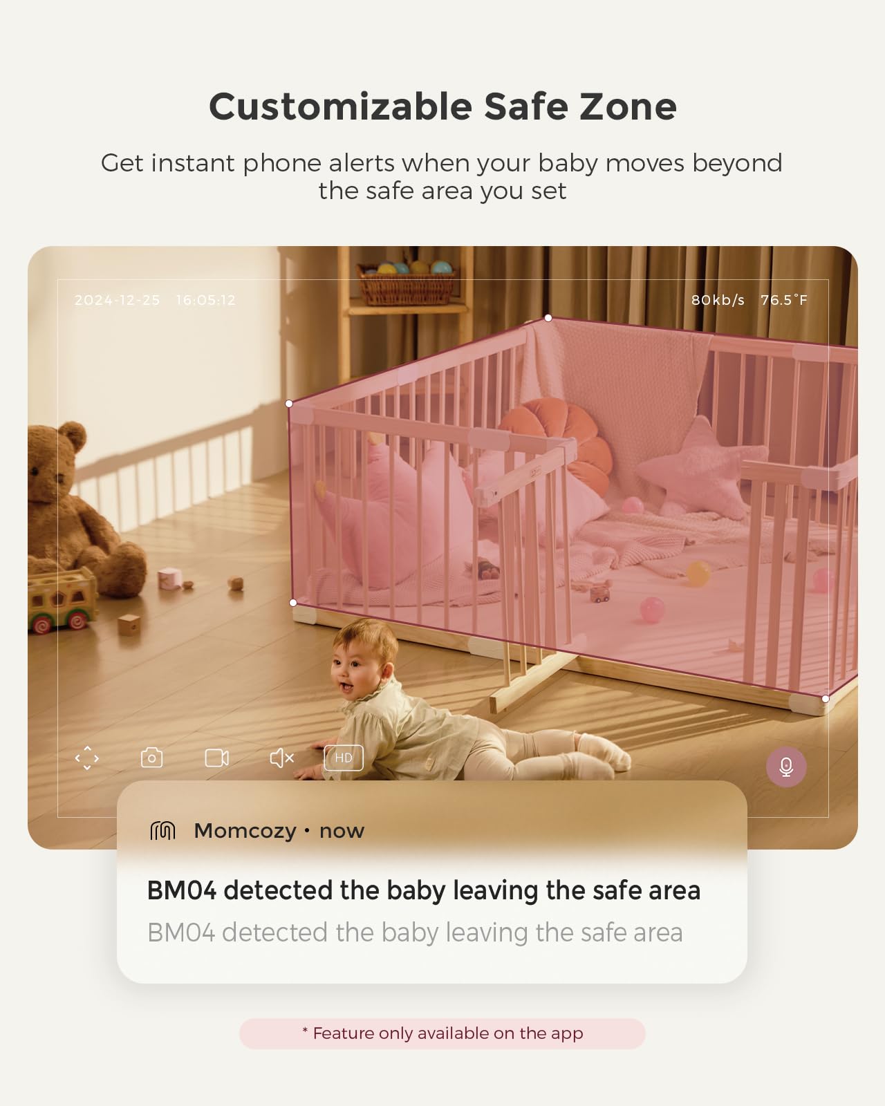 Momcozy BM04 Wi-Fi Baby Monitor with Camera and 5-Inch 1080p Screen – Night Vision, 2-Way Audio and Wall Mount