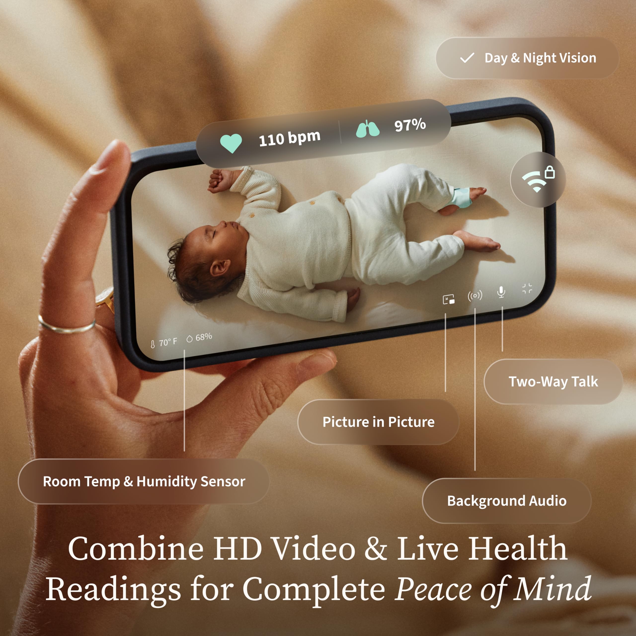 Owlet Dream Duo Gen 3 Smart Baby Monitor with Dream Sock and 2K HD Video Camera – Mint