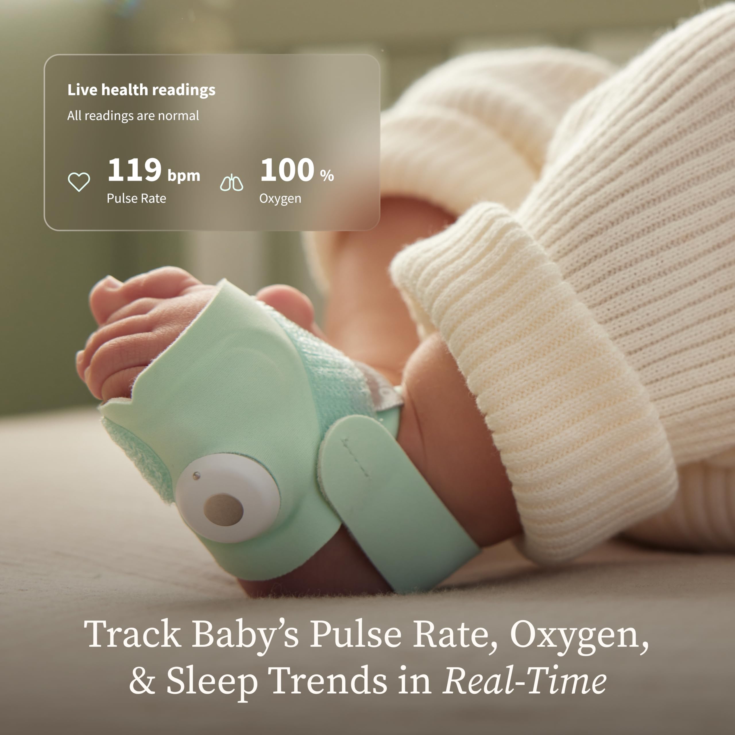 Owlet Dream Duo Gen 3 Smart Baby Monitor with Dream Sock and 2K HD Video Camera – Mint