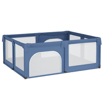 Baby Playpen with 2 Doors – Light Blue Oxford Fabric Play Yard