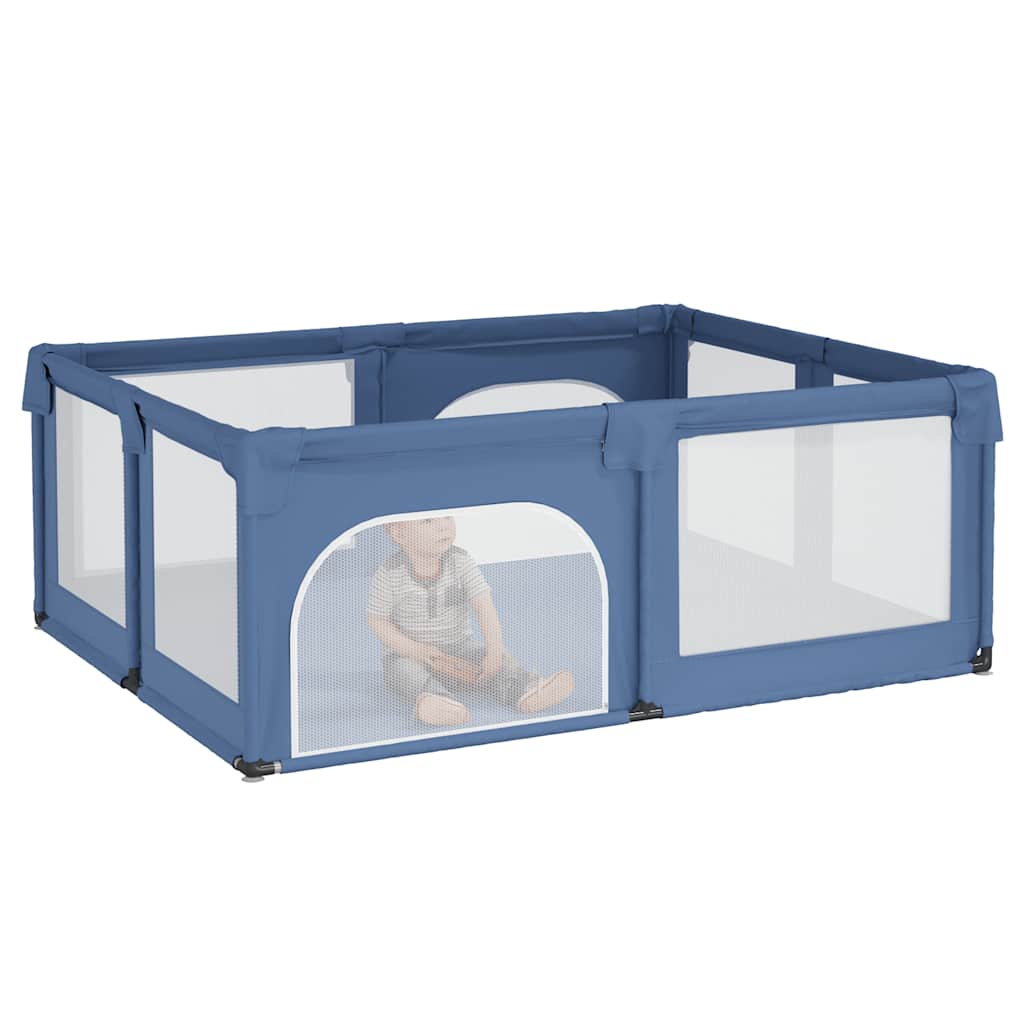 Baby Playpen with 2 Doors – Light Blue Oxford Fabric Play Yard